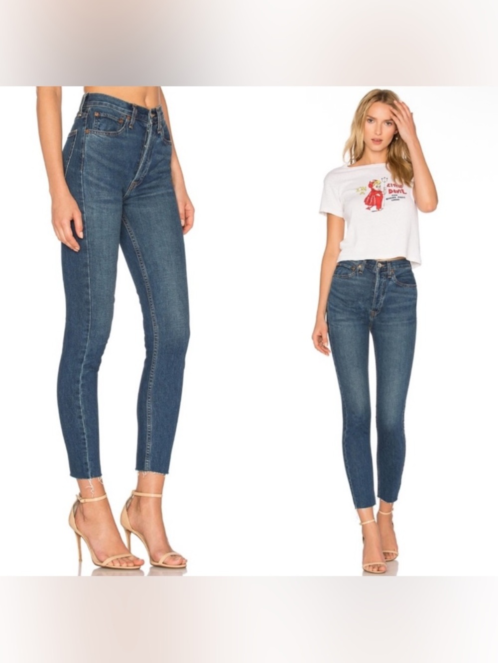 Re/Done Originals Medium-Dark Wash Skinny/Cigarette Jeans